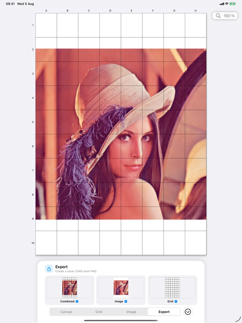 Export inspector on iPad